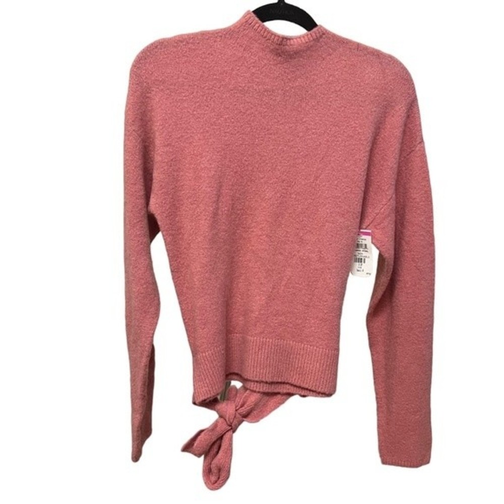 Blush Mock Neck Tie Waist Sweater from WAYF